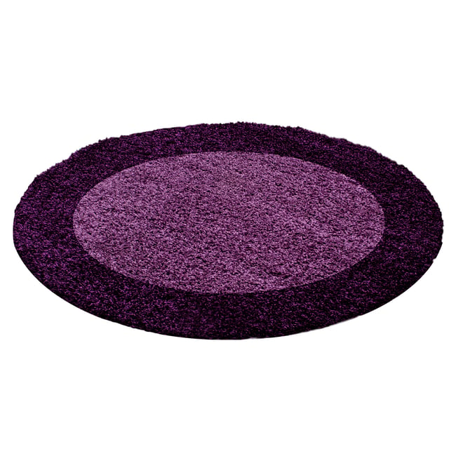 Tapis de salon shaggy rond bicolore OTTA Couleur lila <span itemprop=