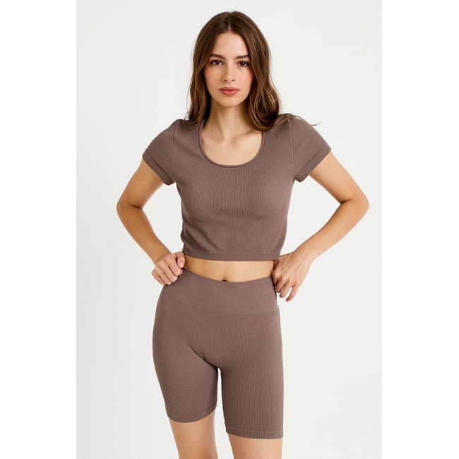 Crop top sans couture col rond - CACHE CACHE