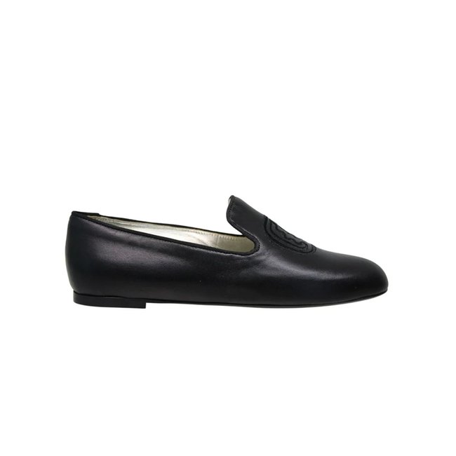 Mocassins brode noir <span itemprop=