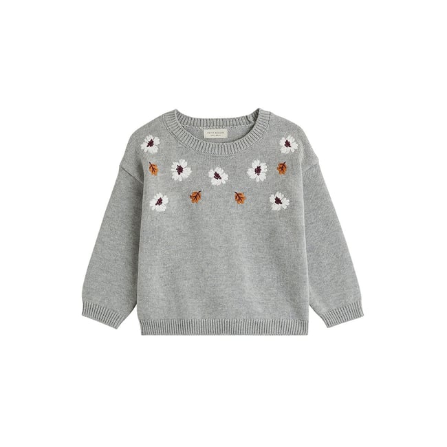 Pull enfant en tricot Aimée gris <span itemprop=