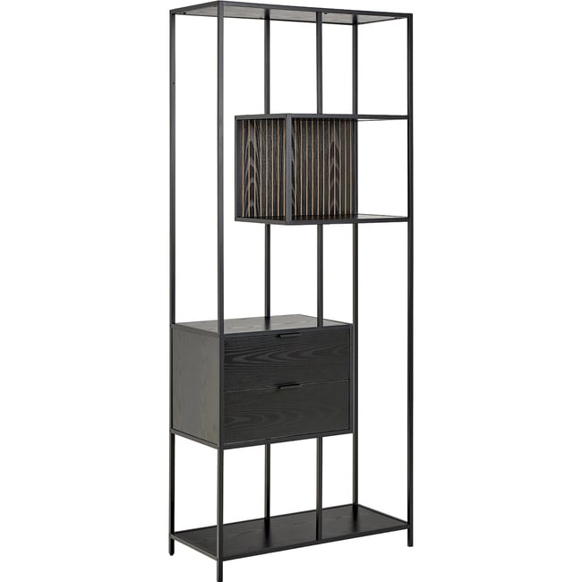 Bibliothèque collection SEAFORD Couleur noir mat et frêne noir <span itemprop=
