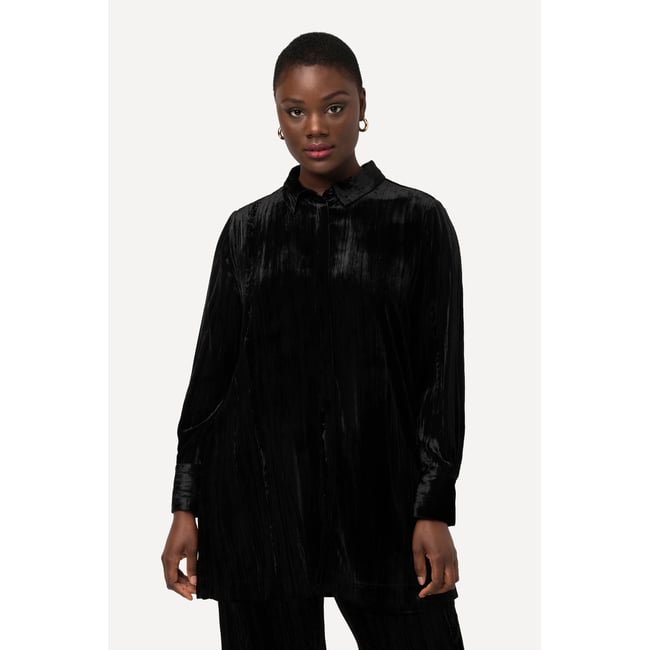 Chemisier en velours à manches longues et noir <span itemprop=