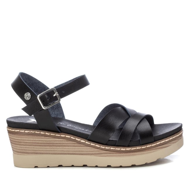 Sandale Coin Décontractée Boucle noir <span itemprop=