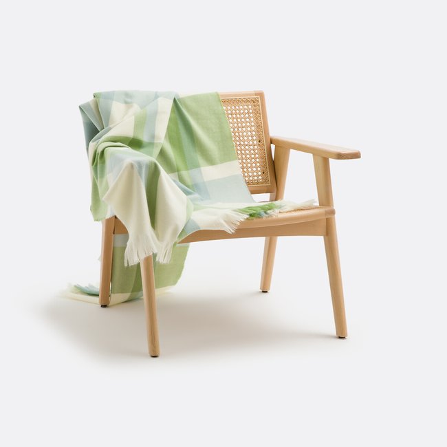 Plaid à carreaux, Alami naturel/vert <span itemprop=