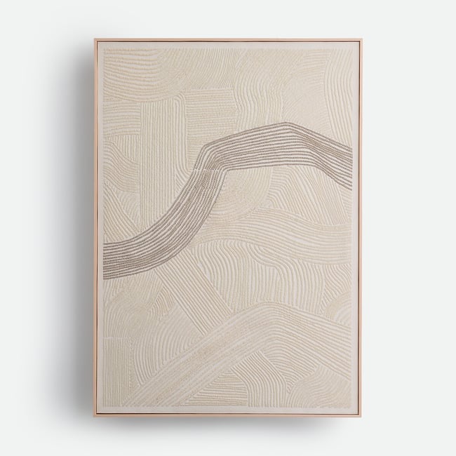 Tableau imprimé en 3D, largeur 85 x hauteur 120 cm, DUNA Couleur sable <span itemprop=