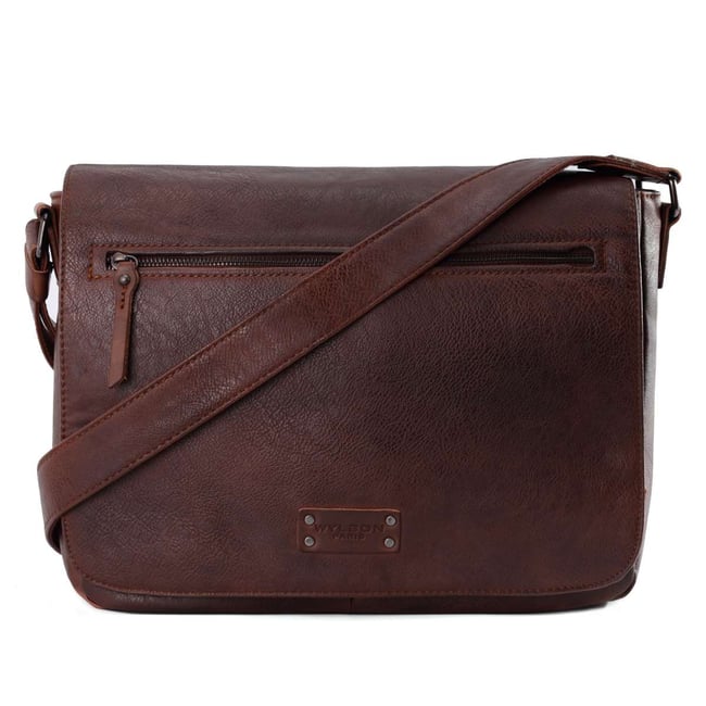 Sac bandoulière Hanoï uni marron <span itemprop=