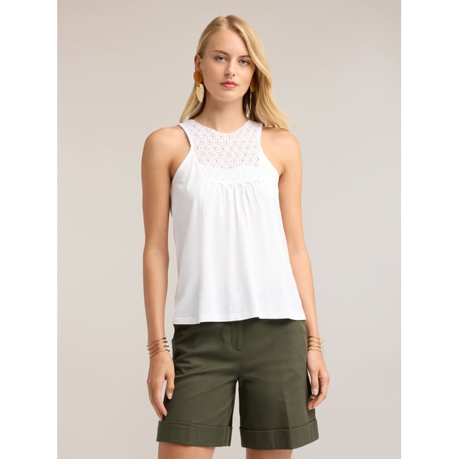 Top avec insert en dentelle blanc <span itemprop=