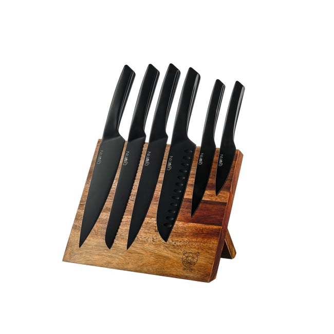 Lot de 7 couteaux de cuisine en inox, NUDE noir mat <span itemprop=