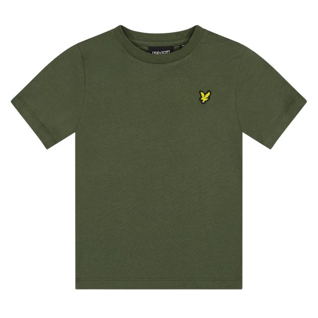 T-shirt manches courtes motif/style logo brodé vert kaki <span itemprop=