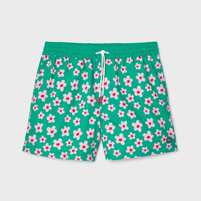 Short de bain en polyester recyclé vert et rose <span itemprop=