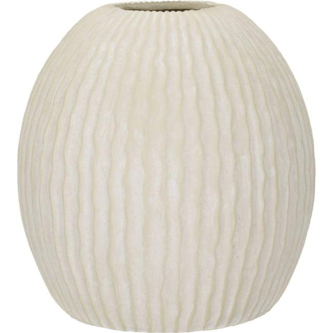 Vase rond à relief ondulé MODERN Couleur crème <span itemprop=
