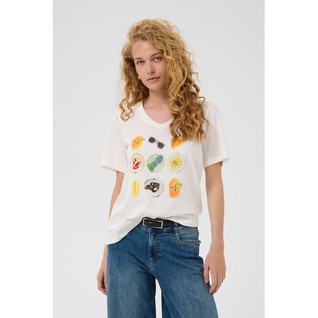 T-shirt à manches courtes coupe relax blanc spring gardenia <span itemprop=
