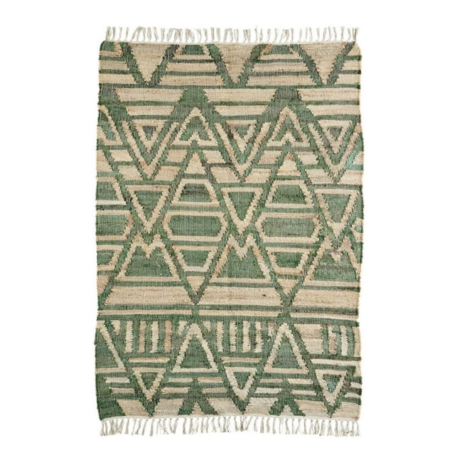 Tapis jute motif géométrique Couleur vert <span itemprop=