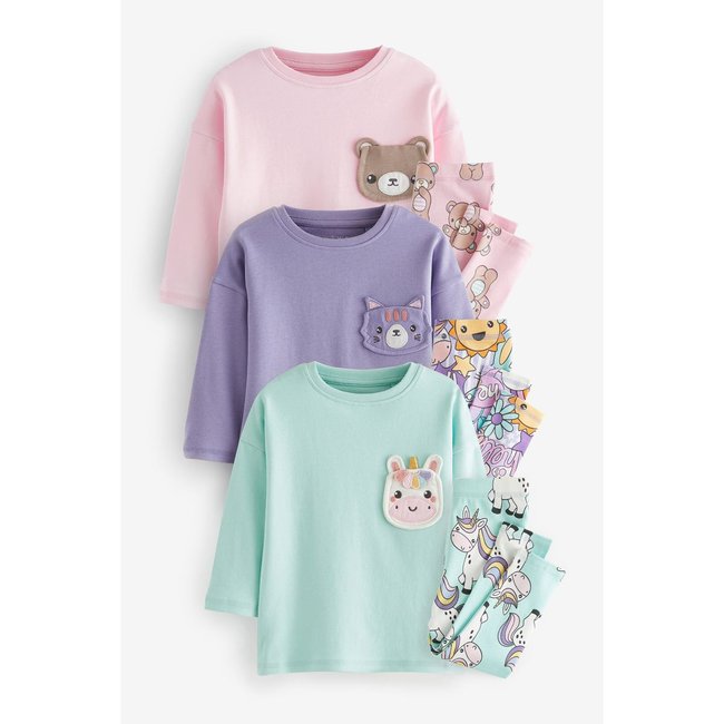 Pyjamas legging manches longues, lot de 3 caractère pastel <span itemprop=