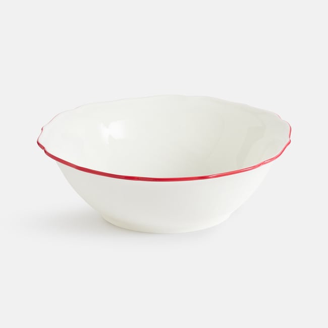 Saladier en porcelaine, COLOMBE Couleur blanc/rouge <span itemprop=