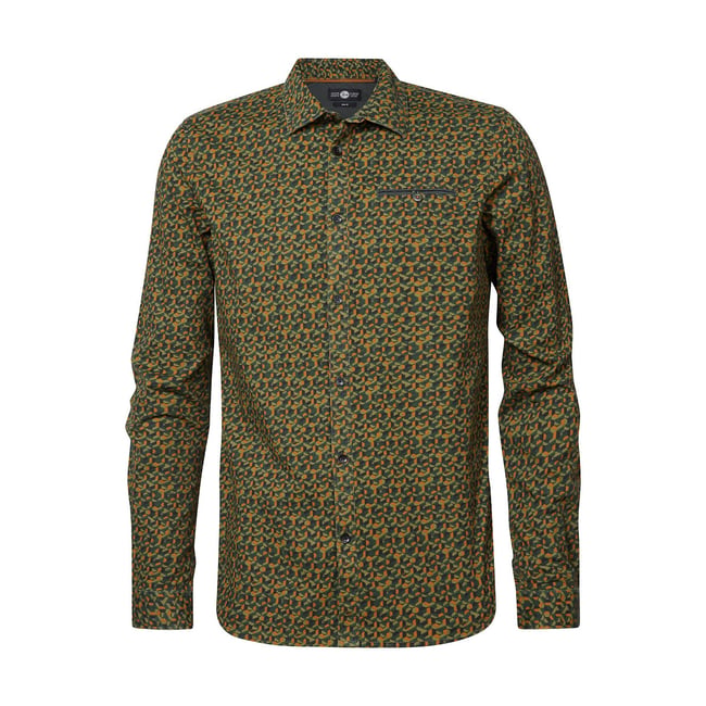 Chemise imprimée manches longues vert <span itemprop=