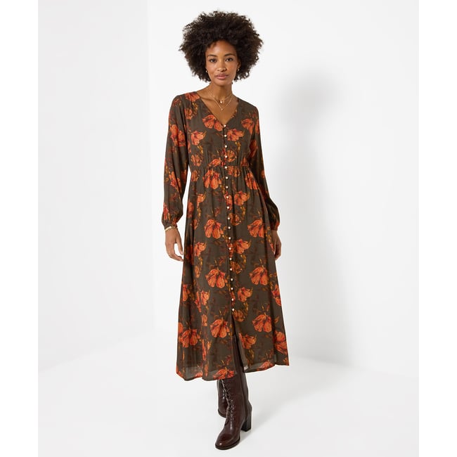 Robe Longue Boutonnée Eden vert <span itemprop=