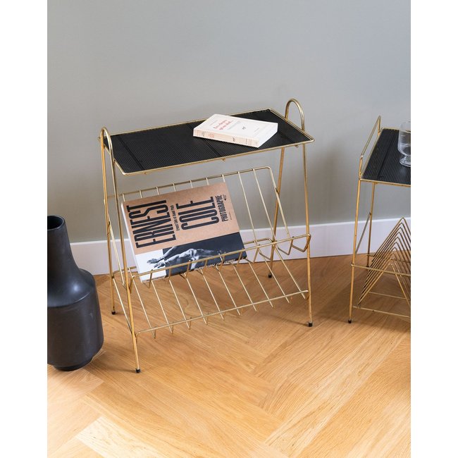 Table d'appoint en métal Hanna N°454 - Bon état Couleur doré et noir <span itemprop=