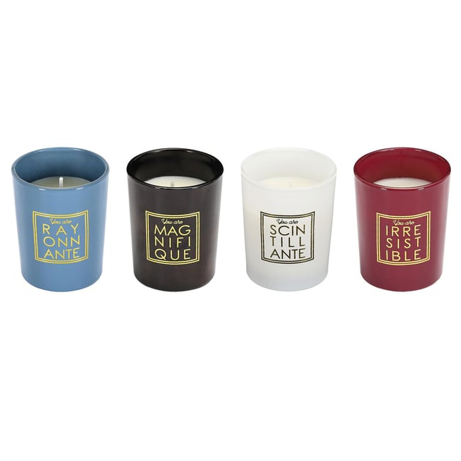 Coffret de 4 bougies senteur fleur de coton You are Couleur multicolore <span itemprop=
