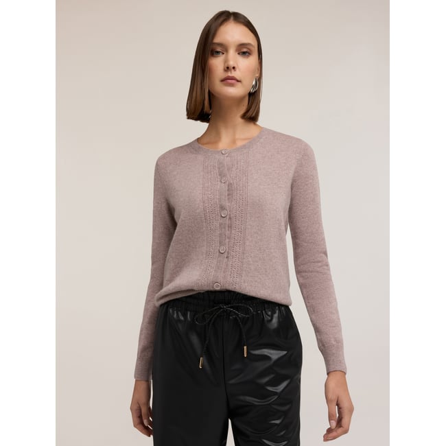 Cardigan en maille mélangée cachemire beige <span itemprop=