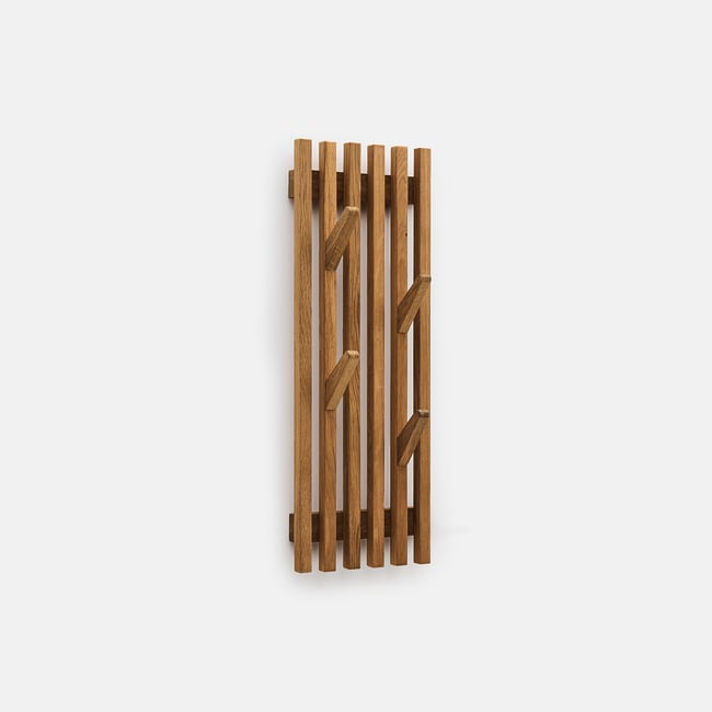 Gancho de parede, carvalho maciço, 4 ganchos, altura 60 cm, ANIES madeira escura <span itemprop=