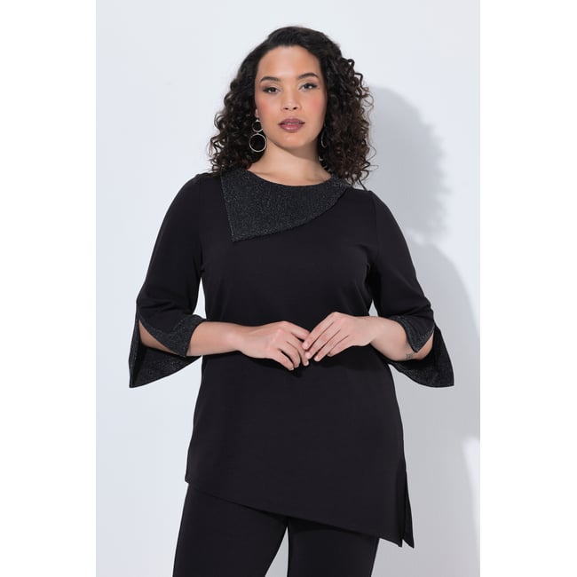 T-shirt avec strass fantaisie noir <span itemprop=