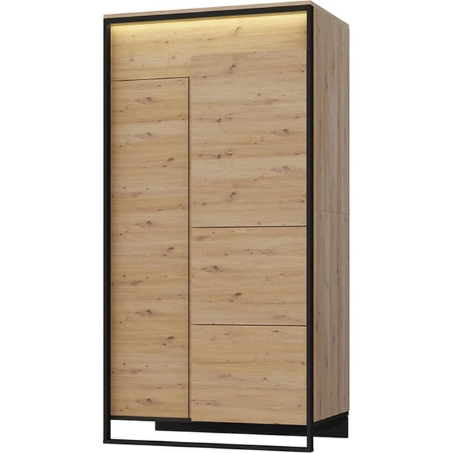 Armoire 2 portes battantes collection QUANT Couleur chêne artisan et noir <span itemprop=