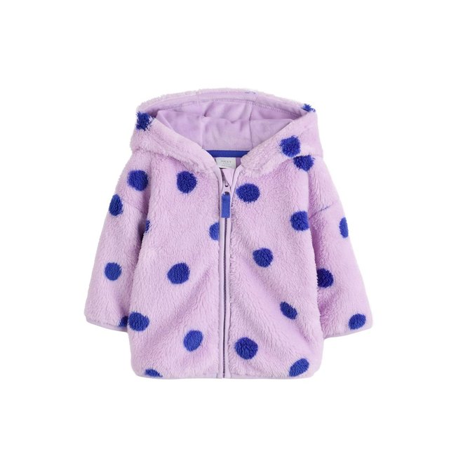 Veste à capuche bébé en polaire tache violette <span itemprop=