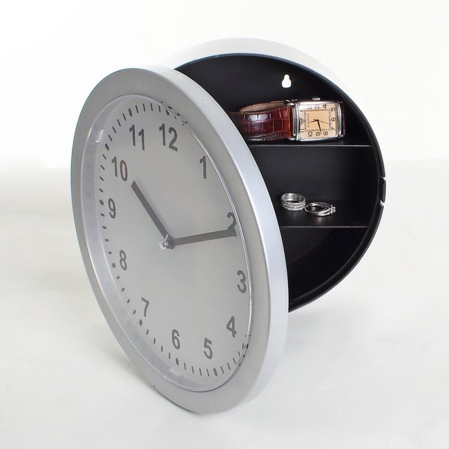 Horloge murale avec cachette Couleur gris clair <span itemprop=