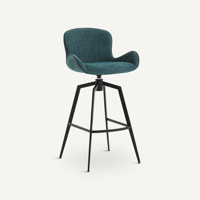 Fauteuil de bar pivotant, Asyar Couleur bleu paon <span itemprop=