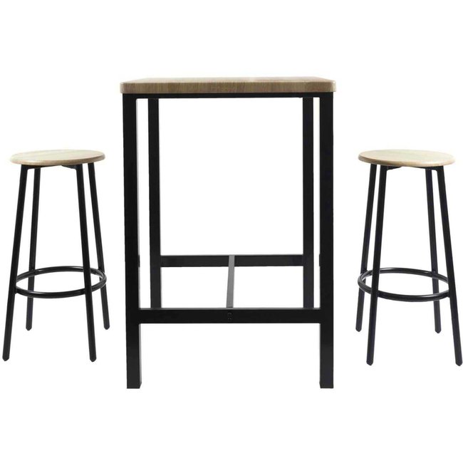 Ensemble table mange debout avec 2 tabourets Loka Couleur noir <span itemprop=