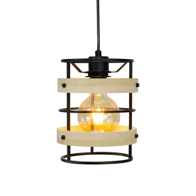 Suspension en bambou et métal Ø18 cm, Artone Couleur noir et naturel <span itemprop=