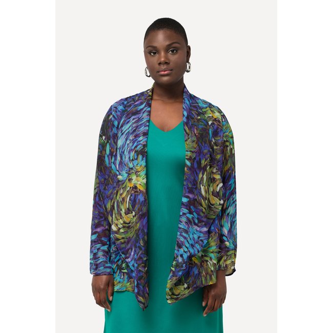 Veste en mousseline avec col bénitier et saphir foncé <span itemprop=