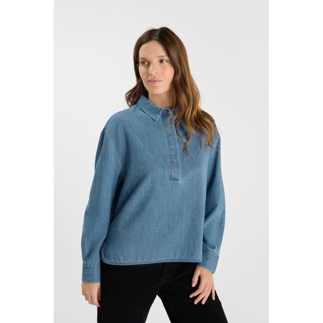 Top en jeans ALBERTA chambray blue <span itemprop=