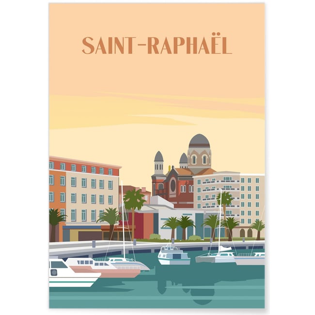 Affiche ville de Saint-Raphaël Couleur blanc <span itemprop=