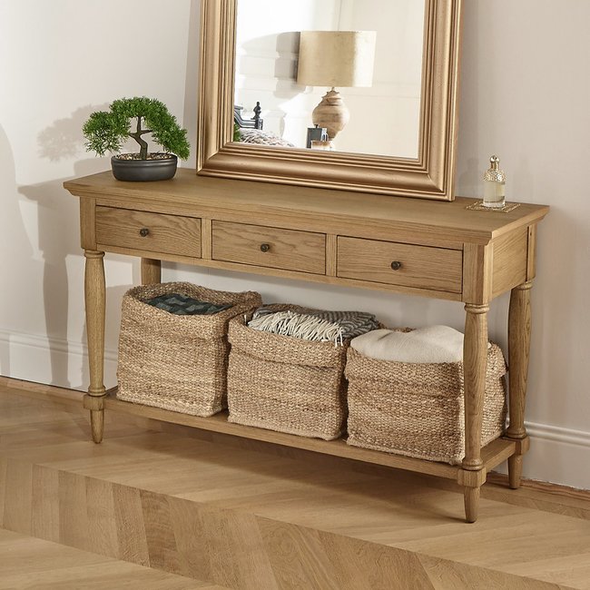 Console 3 tiroirs en chêne EDINBURGH Couleur marron <span itemprop=