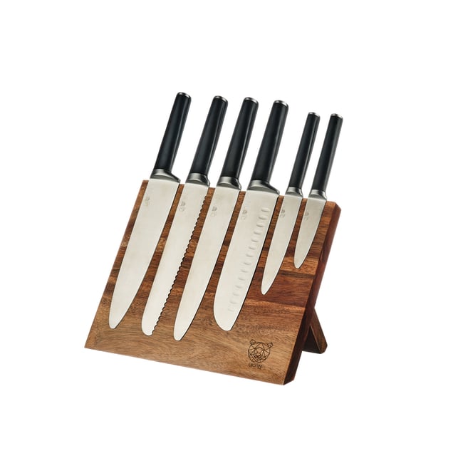 Lot de 7 couteaux de cuisine en inox, NUDE inox mat et noir mat <span itemprop=