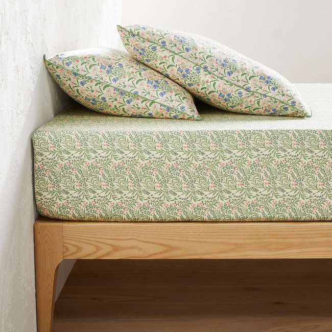 Drap housse satin de coton bonnet 30 cm, Lizbeth imprimé floral <span itemprop=