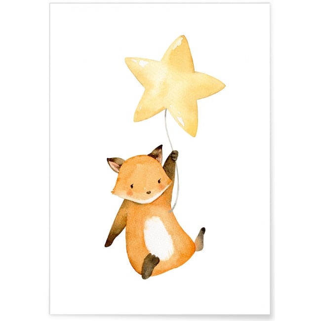 Poster Renardeau Volant Couleur blanc <span itemprop=