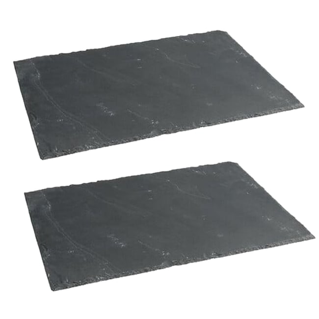 Lot de 2 assiettes de présentation en ardoise Couleur gris foncé <span itemprop=