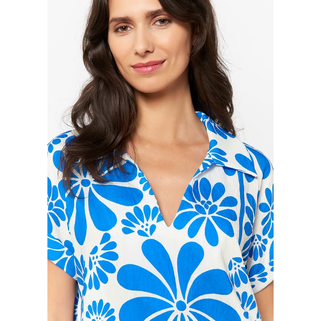Blouse à imprimé floral bleu electrique <span itemprop=