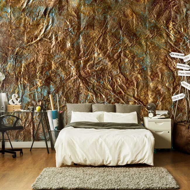 Papier peint intissé panoramique Abstractions Gold of Atlantis Couleur bleu <span itemprop=