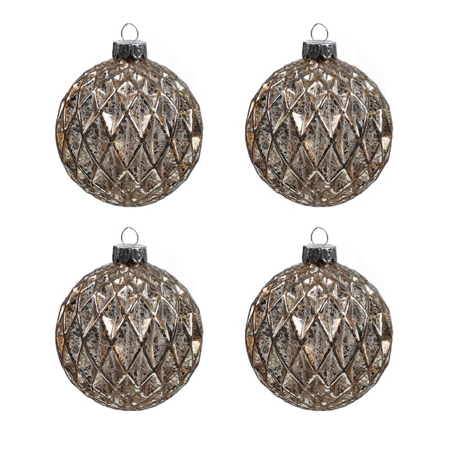 Set de 4 boules de noel pailletées en verre D8 NOËL - SIA DECO