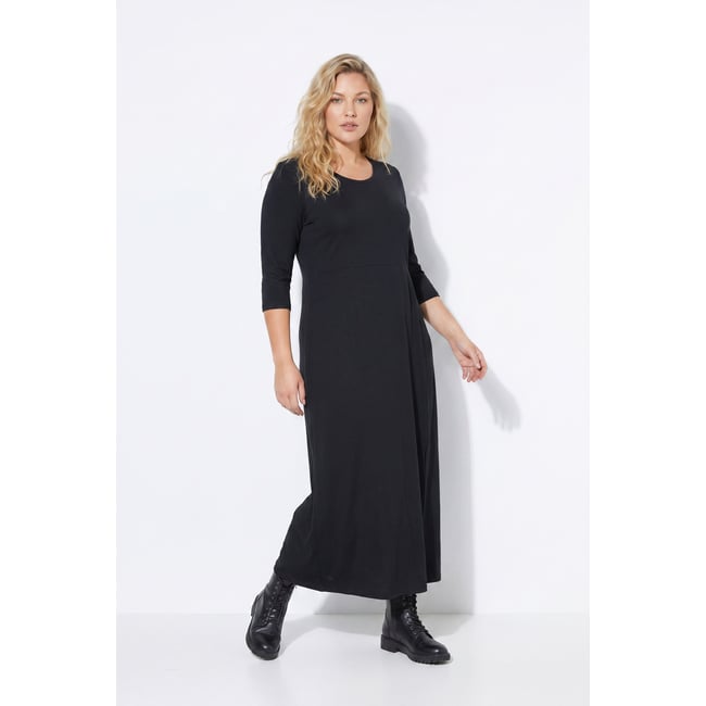 Robe longue avec fronces fantaisie noir <span itemprop=