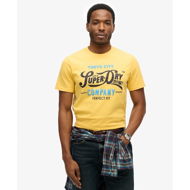 T-shirt Perfect Fit Script jaune pigment <span itemprop=