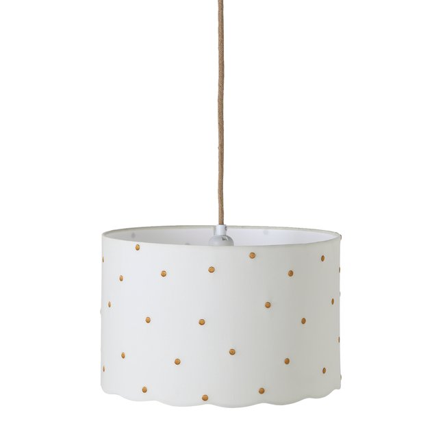 Abat-jour pour suspension Festons et pois dorés Couleur écru <span itemprop=