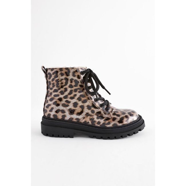 Bottines avec doublure chaude pointure large marron imprimé animal <span itemprop=