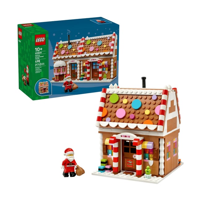 La maison en pain d'épices festive marron <span itemprop=