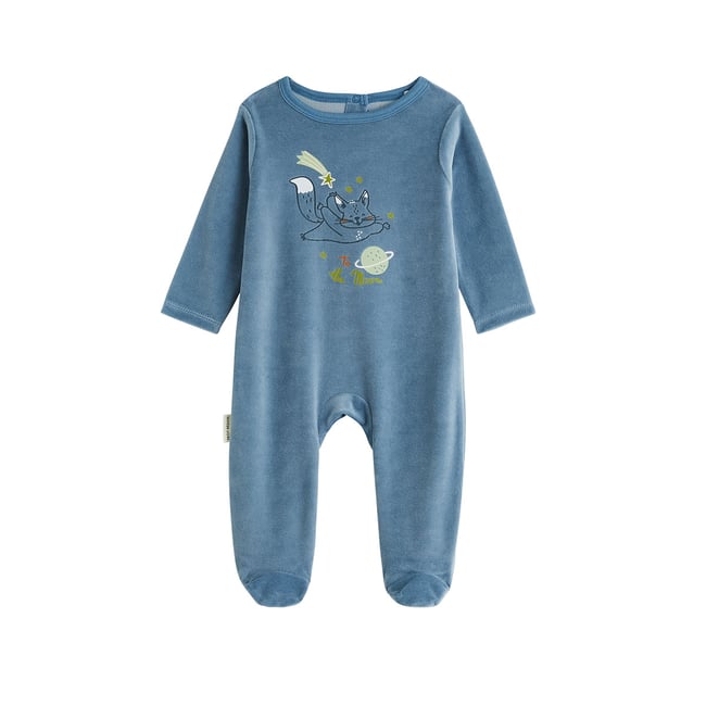 Pyjama bébé en velours Edouard bleu <span itemprop=