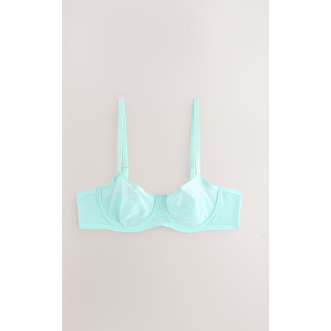 Soutien-gorge à balconnet en mesh contrecollé turquoise <span itemprop=